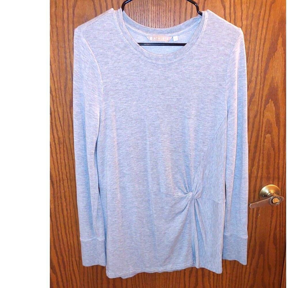Athleta Nirvana Twist Front Clarity Sweatshirt Gray Heather Modal Top Small
